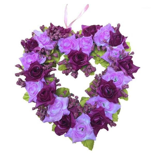 artificial wreath ornament wedding party bar lifelike heart shape hanging plastic crafts vivid home decor garden festival1
